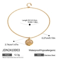 Detaillierte technische Zeichnung einer goldenen Edelstahlkette mit Größenangaben - Gold Sonnen Auge Anhänger Stil (JDN2410003)