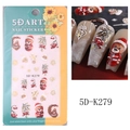 5D embossed Christmas nail stickers featuring festive teddy bears and floral patterns - 5D-K279