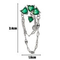 Silver stainless steel belly ring featuring green heart zircons and chains, 3.4cm length - Silver-Green Zirconia
