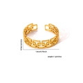 Minimalist 18k gold plated stainless steel open ring with hollow geometric pattern - Adjustable Open / Geometric Hollow Pattern Style (TYGR0147) / Gold