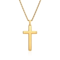 Gouden roestvrijstalen kruis hanger ketting met een gedraaide touwketting op witte basis - Kruis Ketting / Goud
