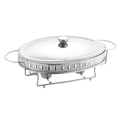 Ovaler silberner Speisewärmer mit Glasdeckel und Brennstoffhaltern für das Buffet - 3.0L Oval Silber