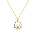 Elegante collana dorata con ciondolo Occhio del Male e zirconi multicolori incastonati - Oro (GDX112)