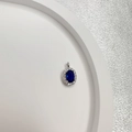Ciondolo ovale con zaffiro blu e halo di diamanti in argento S925 su vassoio bianco - Tipo B: Ovale Argento Zircone Blu