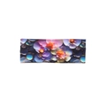 Bohemian style elastic wide headband with vibrant digital water lotus flower print - Dark Blue Orange Water Lily