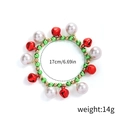Festive Christmas bracelet with red bells, white pearls and green beads, length 17cm - Large Pearl Bell