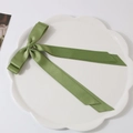 Elegant green satin ribbon bow hair clip on a white petal tray for vintage hair styling - Double Layer Ribbon Duckbill Clip / Green