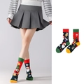 Asymmetrische Weihnachts-Baumwollsocken mit festlichen Weihnachtsmann-Mustern - Weihnachtsmann Thema Stil (1025)