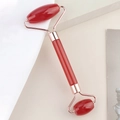 Dual-head red stone facial roller with rose gold frame for skin massage - Resin Double Head Roller Red