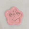 Rosa Keramik-Blumenschale für Schmuck mit silberner Kette und Ohrklemme als Dekoration - Rosa Blume