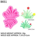 Molde de silicona rosa de hierba y flores con decoraciones de jardín de abejas - Hierba (B651) / Rosa