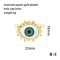 Macro view of 18k gold plated copper evil eye pendant with enamel and zircon details - 19-Green Enamel Eye Rhinestone
