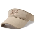 Khaki sun visor hat featuring textured fabric and 3D numeric 23 embroidery on the front - Adjustable / Dark Beige With Number 23