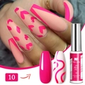 Rose pink 3D nail paint gel color 10 with professional heart design manicure effect - Rose Red