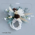 Pine cone and pearl wrist corsage with dried flowers for wedding bridesmaids - Style 4 Wrist Flower