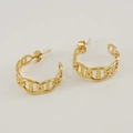 Pendientes de aro de eslabones de ancla en acero inoxidable bañado en oro 18K - Dorado - Estilo 1