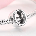 S925 sterling silver alphabet letter charm bead on a snake chain bracelet - Circular Bead