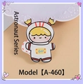 Cute cartoon astronaut acrylic brooch with white space suit and Go! text detail - Astronaut Girl