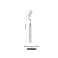 Elegant 304 stainless steel dessert fork with white bamboo-style acrylic handle - White Dessert Fork
