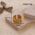 Verstelbare gouden roestvrijstalen ring met een elegant geweven mesh-ontwerp - Geruit Geweven Patroon
