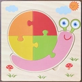 Wooden snail jigsaw puzzle for toddlers featuring colorful segments and easy-grip pieces - 1 Snail Jm