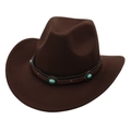 Detail of dark brown wool cowboy hat with leather band and turquoise studs - Coffee Cowboy (Turquoise)