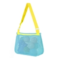 Light blue mesh shell bag for kids with adjustable yellow strap for beach toy storage - Light Blue with Yellow Strap / 21*25*8cm