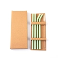 Reusable light green glass straw set with 2 straight, 2 bent straws and 1 cleaning brush - 0.8x20CM Set (Jade Green)