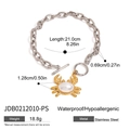 Detalle de pulsera de acero con colgante de cangrejo, perla, cierre OT y medidas - Pulsera / Plata/Dorado
