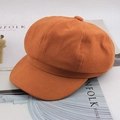 Fashionable orange corduroy newsboy cap for women featuring minimalist autumn style - One Size 57-58cm / Twill Fabric Octagonal Style (斜纹八角焦糖) / Caramel color