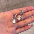 Pendientes de calabaza en plata con nácar blanco y cristales de circonita brillante - Estilo de Calabaza de Nácar Blanco (Aro) / Plateado