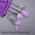 12-teiliges Make-up-Pinsel-Set in Sternenviolett mit Samtbeutel und weichen Borsten - Sijiqing Serie 13-teiliges Sternenviolett + Samttasche