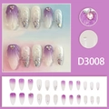 Faux ongles dégradé violet de rêve avec coquillages 3D, perles et touches pailletées - Style D3008 (Type de Colle)
