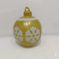 Close-up of a 60cm golden PVC inflatable Christmas ball with white snowflake prints - Gold Snowflake Style