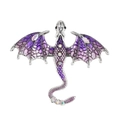 Vintage winged dragon brooch in purple enamel and silver finish with crystal accents - Antique Silver Dark Violet Brooch (DZ-473)