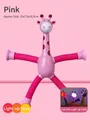 Pink telescopic giraffe robot toy with suction cups and colorful LED lights for kids - Pink Giraffe (LED Light)