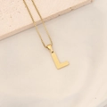 Gold-plated stainless steel box chain necklace with textured letter L pendant - L