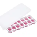 Pink 14-slot ice cube tray with transparent lid and flexible bottom for easy release - Small / Pink