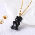 Chic black gummy bear pendant necklace with a fine golden chain for women - Black