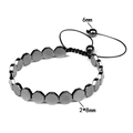 Men's retro black hematite adjustable bracelet with octagonal beads and woven cord - 8x8 Octagon
