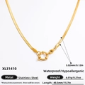 Collar de cadena de serpiente plana en acero inoxidable dorado, ancho 3,02mm y 15,7 pulg - XL31410-Cadena de serpiente dorada