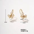 Detail view of pearl earrings with dimensions showing height 2.6cm and width 0.8cm - E03556-1 Zirconia Bowknot Pearl