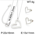Juego de joyas de acero de titanio con collar de corazón hueco y pendientes - Color Acero [Promo] KS138699-KLX
