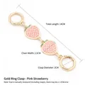 Pink strawberry bag extender chain with golden spring ring clasps for handbags - Gold Spring Buckle - Light Pink Strawberry