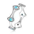 S925 sterling silver ring featuring a turquoise evil eye carving with polished finish - Evil Eye Ring