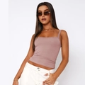 Canotta in maglia aderente rosa antico con delicato bordo in pizzo sullo scollo - S / Rosa