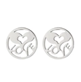 Boucles d'oreilles en acier argenté avec motifs de cœur évidé et formes abstraites - LOVE Cœur Évidé / Couleur Acier
