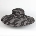 Outdoor wide brim sun hat with grey camouflage pattern and breathable metal eyelets - Adjustable / Gray (Gray Camouflage)
