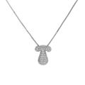 Letter T balloon pendant necklace in silver finish with cubic zirconia pavé stones - Letter T / Silver