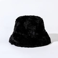 Vue détaillée d'un chapeau bob en fausse fourrure noire avec une texture douce et chaude - M(56-58cm) / Noir